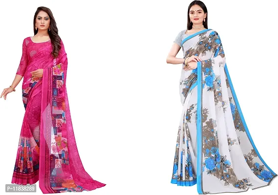 Beautiful Georgette Saree with Blouse Piece Pack Of 2-thumb0