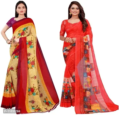 Beautiful Georgette Saree with Blouse Piece Pack Of 2-thumb0