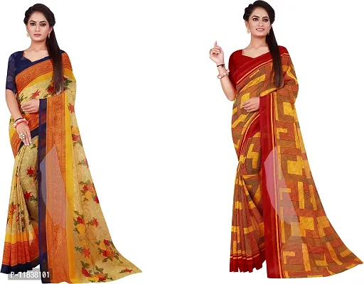 Beautiful Georgette Saree with Blouse Piece Pack Of 2-thumb0