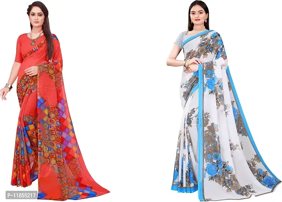 Beautiful Georgette Saree With Blouse Piece Pack Of 2-thumb0