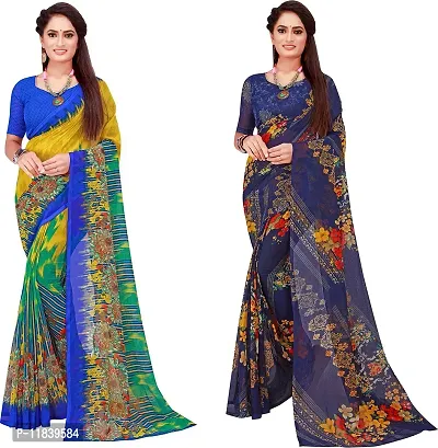 Beautiful Georgette Saree With Blouse Piece Pack Of 2