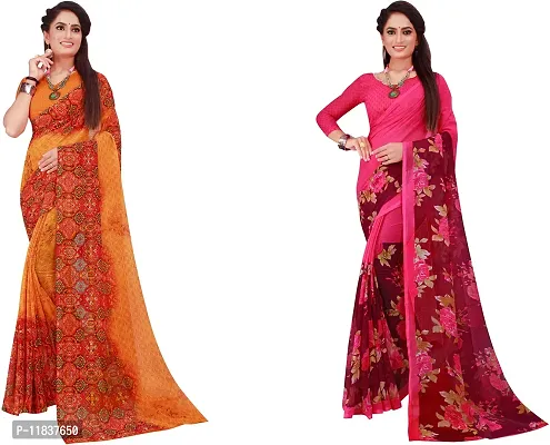 Beautiful Georgette Saree with Blouse Piece Pack Of 2-thumb0