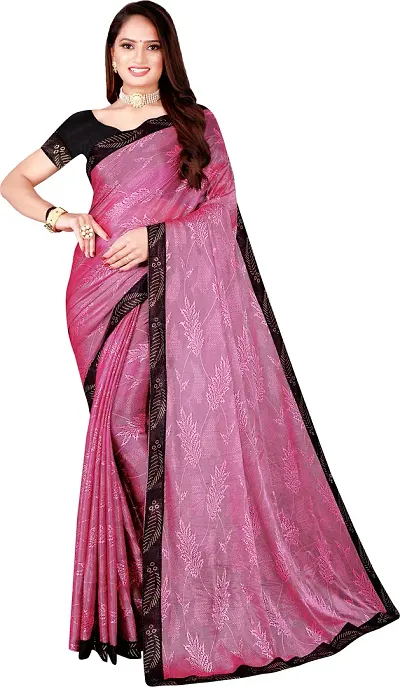 Stylish Lycra Bollywood Saree with Blouse piece For Women Pack Of 1