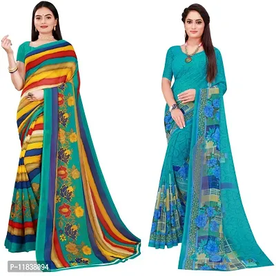 Beautiful Georgette Saree with Blouse Piece Pack Of 2