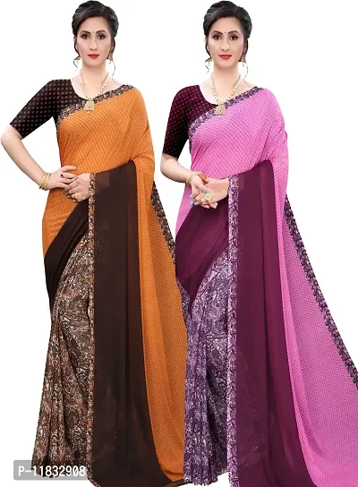 Beautiful Georgette Saree with Blouse Piece Pack Of 2-thumb0