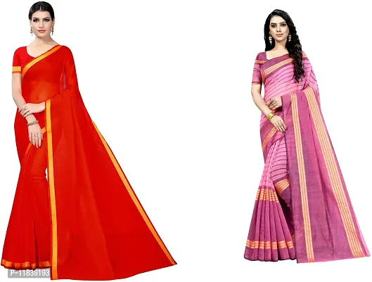 Beautiful Art Silk Saree With Blouse Piece Pack Of 2-thumb0