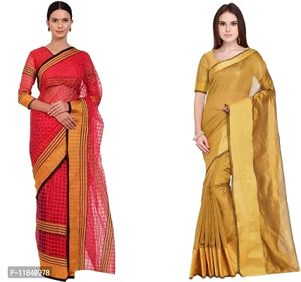 Beautiful Cotton Silk Saree With Blouse Piece Pack Of 2