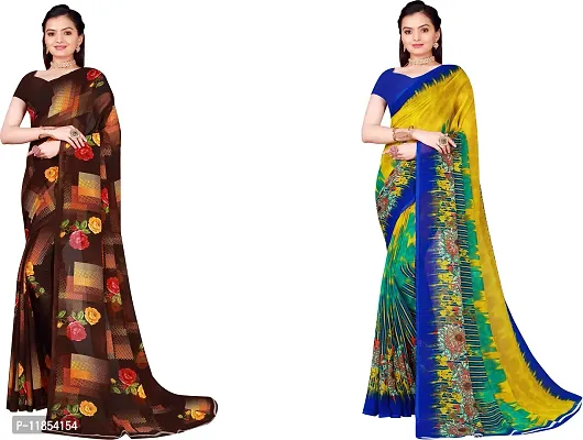 Beautiful Georgette Saree With Blouse Piece Pack Of 2