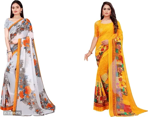 Beautiful Georgette Saree with Blouse Piece Pack Of 2-thumb0