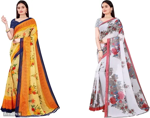 Beautiful Georgette Saree with Blouse Piece Pack Of 2-thumb0