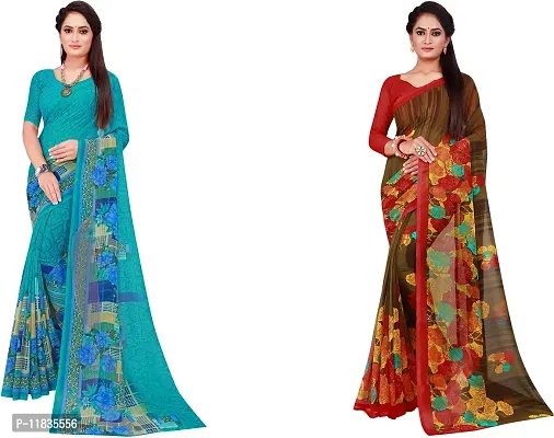 Beautiful Georgette Saree with Blouse Piece Pack Of 2-thumb0