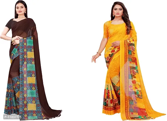 Beautiful Georgette Saree with Blouse Piece Pack Of 2-thumb0