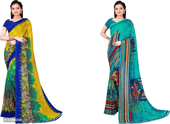 Beautiful Georgette Saree With Blouse Piece Pack Of 2-thumb0