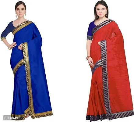 Beautiful Art Silk Saree With Blouse Piece Pack Of 2