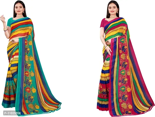 Beautiful Georgette Saree with Blouse Piece Pack Of 2-thumb0