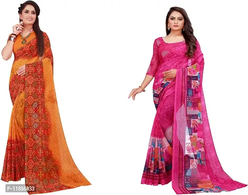 Beautiful Georgette Saree With Blouse Piece Pack Of 2