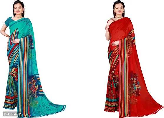 Beautiful Georgette Saree With Blouse Piece Pack Of 2