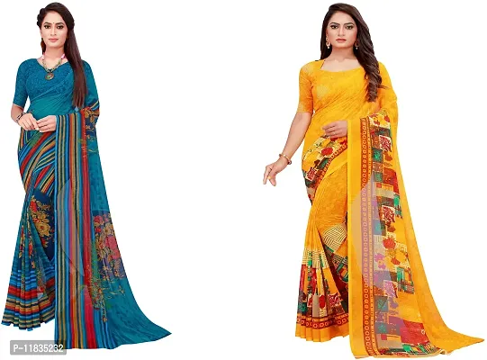 Beautiful Georgette Saree with Blouse Piece Pack Of 2