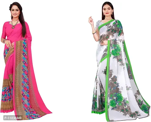 Beautiful Georgette Saree with Blouse Piece Pack Of 2-thumb0