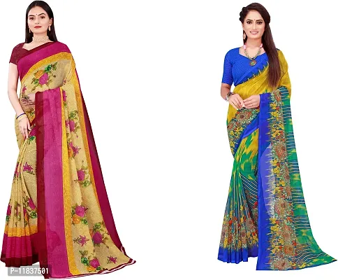 Beautiful Georgette Saree with Blouse Piece Pack Of 2