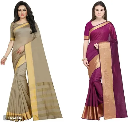 Beautiful Cotton Silk Saree With Blouse Piece Pack Of 2