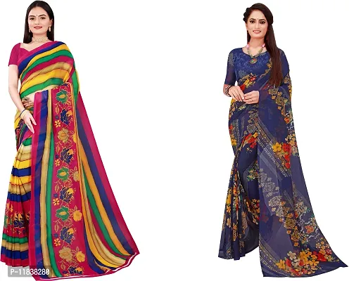 Beautiful Georgette Saree with Blouse Piece Pack Of 2-thumb0