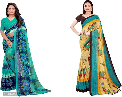 Beautiful Georgette Saree With Blouse Piece Pack Of 2