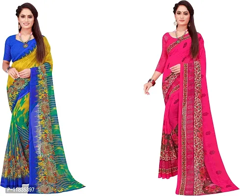 Beautiful Georgette Saree with Blouse Piece Pack Of 2