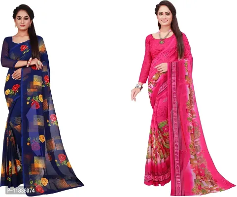 Beautiful Georgette Saree with Blouse Piece Pack Of 2-thumb0