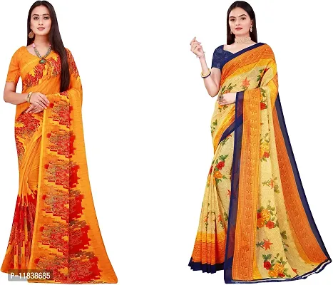 Beautiful Georgette Saree with Blouse Piece Pack Of 2