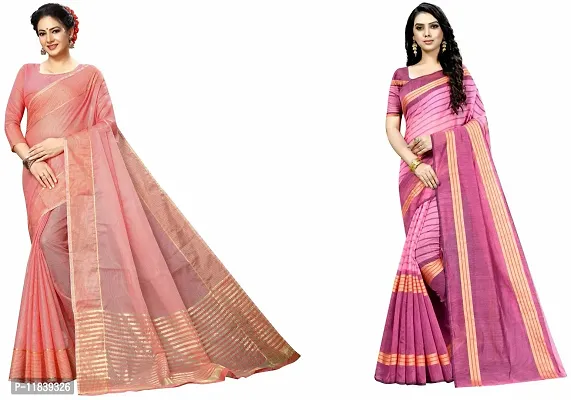 Beautiful Art Silk Saree With Blouse Piece Pack Of 2-thumb0