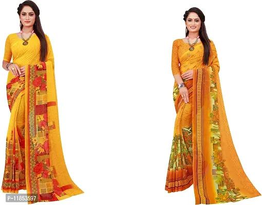 Beautiful Georgette Saree With Blouse Piece Pack Of 2