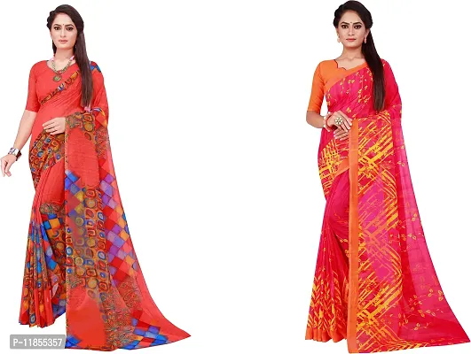 Beautiful Georgette Saree With Blouse Piece Pack Of 2