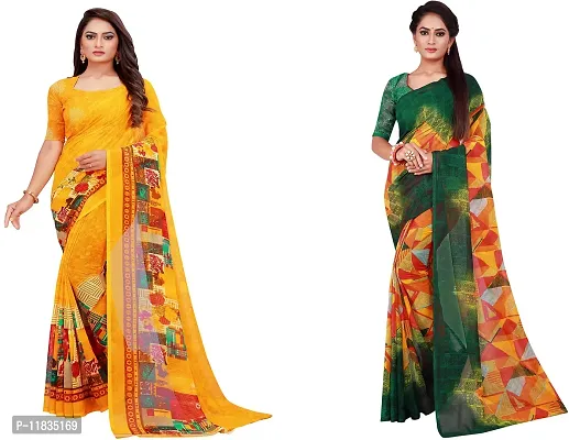 Beautiful Georgette Saree with Blouse Piece Pack Of 2-thumb0