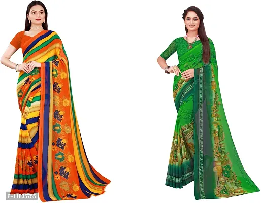 Beautiful Georgette Saree with Blouse Piece Pack Of 2-thumb0