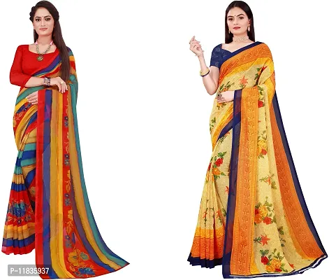 Beautiful Georgette Saree with Blouse Piece Pack Of 2