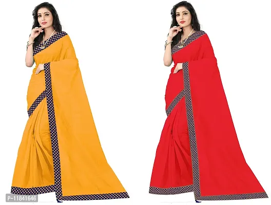 Beautiful Art Silk Saree With Blouse Piece Pack Of 2