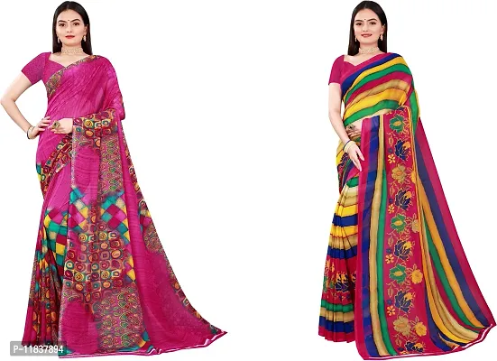 Beautiful Georgette Saree with Blouse Piece Pack Of 2