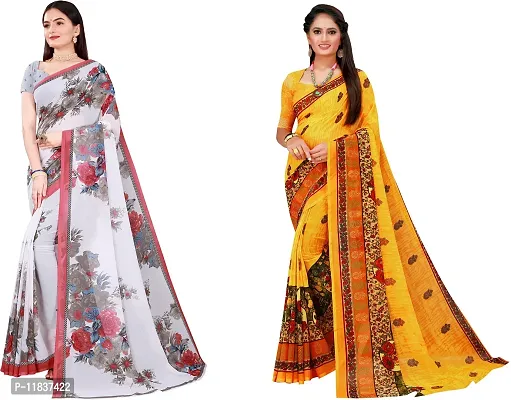 Beautiful Georgette Saree with Blouse Piece Pack Of 2