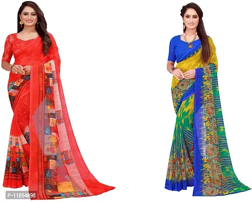 Beautiful Georgette Saree With Blouse Piece Pack Of 2-thumb0