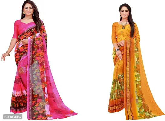 Beautiful Georgette Saree with Blouse Piece Pack Of 2