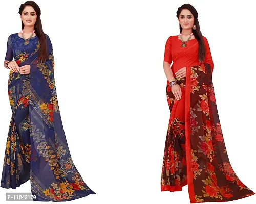 Beautiful Georgette Saree With Blouse Piece Pack Of 2-thumb0