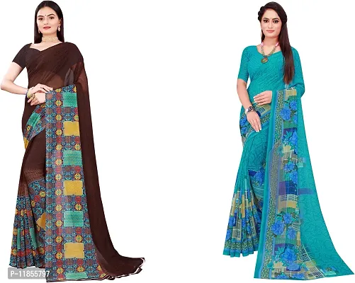 Beautiful Georgette Saree With Blouse Piece Pack Of 2-thumb0