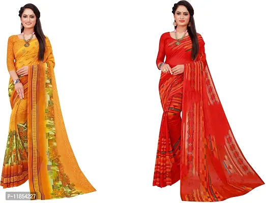 Beautiful Georgette Saree With Blouse Piece Pack Of 2