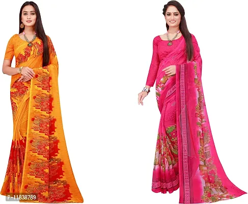 Beautiful Georgette Saree with Blouse Piece Pack Of 2-thumb0