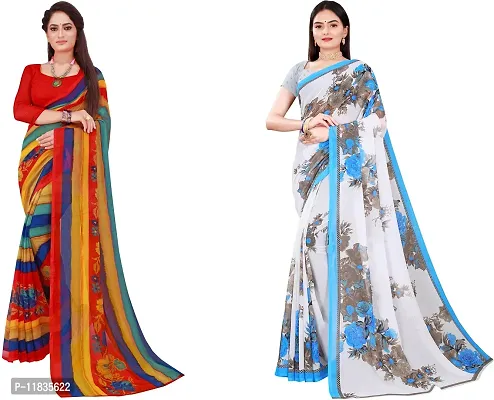 Beautiful Georgette Saree with Blouse Piece Pack Of 2-thumb0