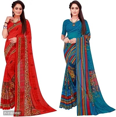 Beautiful Georgette Saree With Blouse Piece Pack Of 2-thumb0