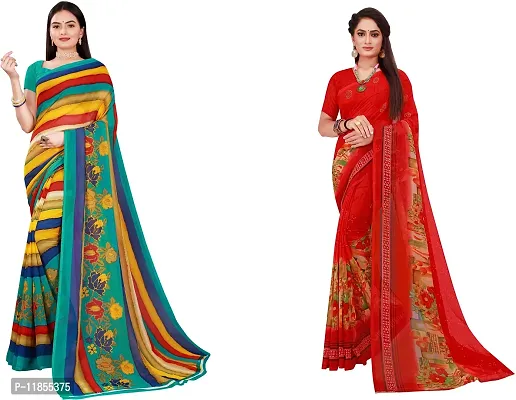 Beautiful Georgette Saree With Blouse Piece Pack Of 2-thumb0