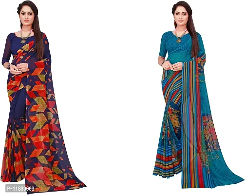 Beautiful Georgette Saree with Blouse Piece Pack Of 2-thumb0