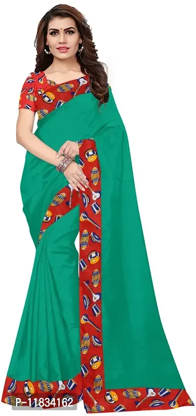 Beautiful Silk Blend Saree with Blouse Piece-thumb0